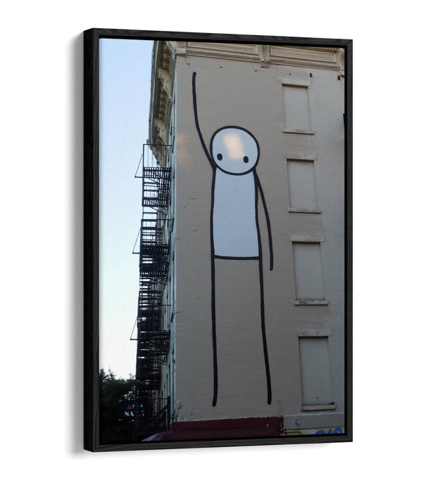 Canvas Wall Art - Funny Stick Man Graffiti Print | Float Effect, Vibrant Colors