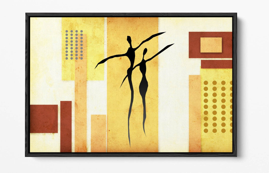 Float Effect Canvas Art - Beige Abstract Shapes Bedroom Wall Decor | Premium Varnish Finish