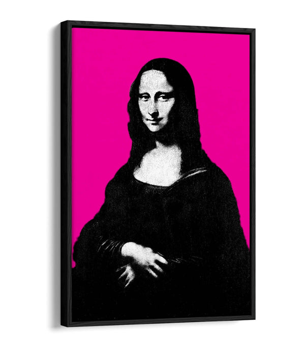 MONA LISA POP ART DA VINCI HOT PINK -FLOAT EFFECT CANVAS WALL ART PRINT