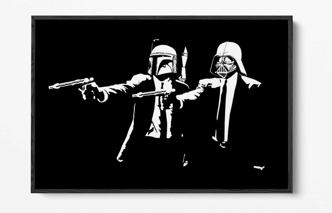 Canvas Wall Art – Pulp Fiction Star Wars Float Effect Black & White Print
