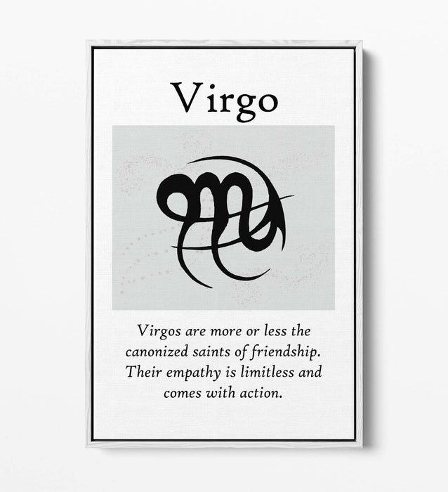 VIRGO STAR SIGN ZODIAC ASTROLOGY QUOTE -FLOAT EFFECT CANVAS WALL ART PRINT