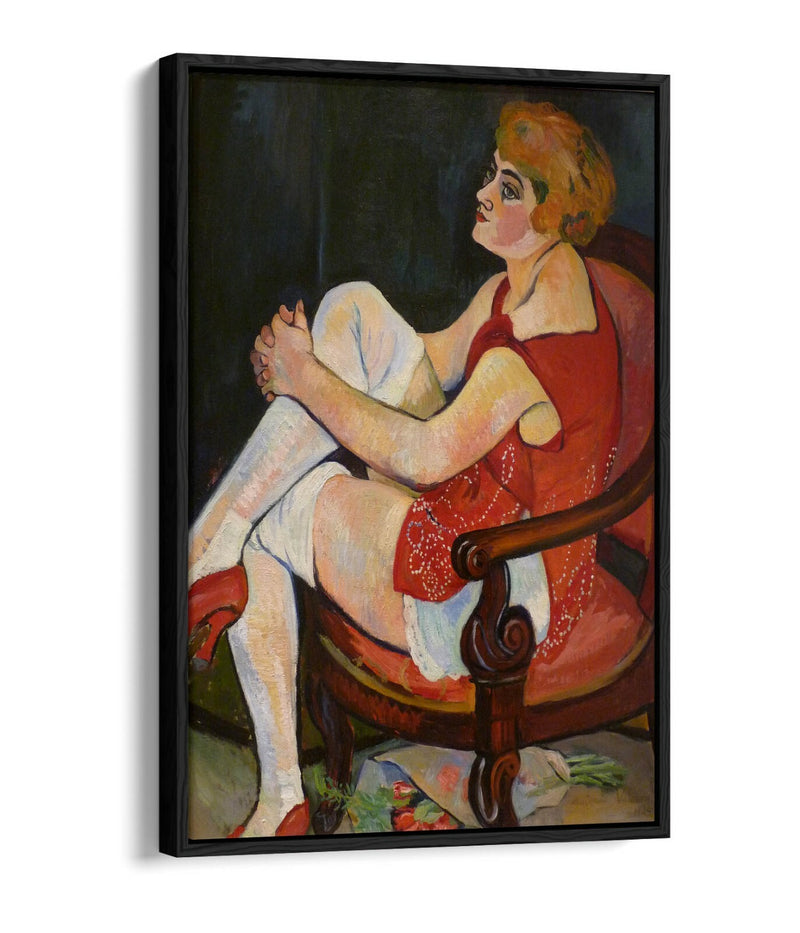 Float Effect Canvas Art - Suzanne Valadon Woman In White Stockings Premium Print