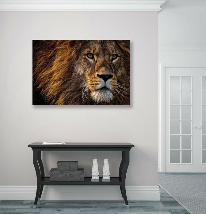 LION HEAD CANVAS WALL ART PRINT ARTWORK FRAMED  STRENGTH FIERCE COURAGE