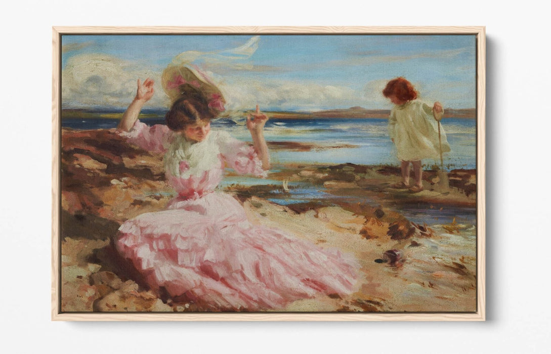 CHARLES SIMS, BY SUMMER SEAS -FLOAT EFFECT CANVAS WALL ART PRINT