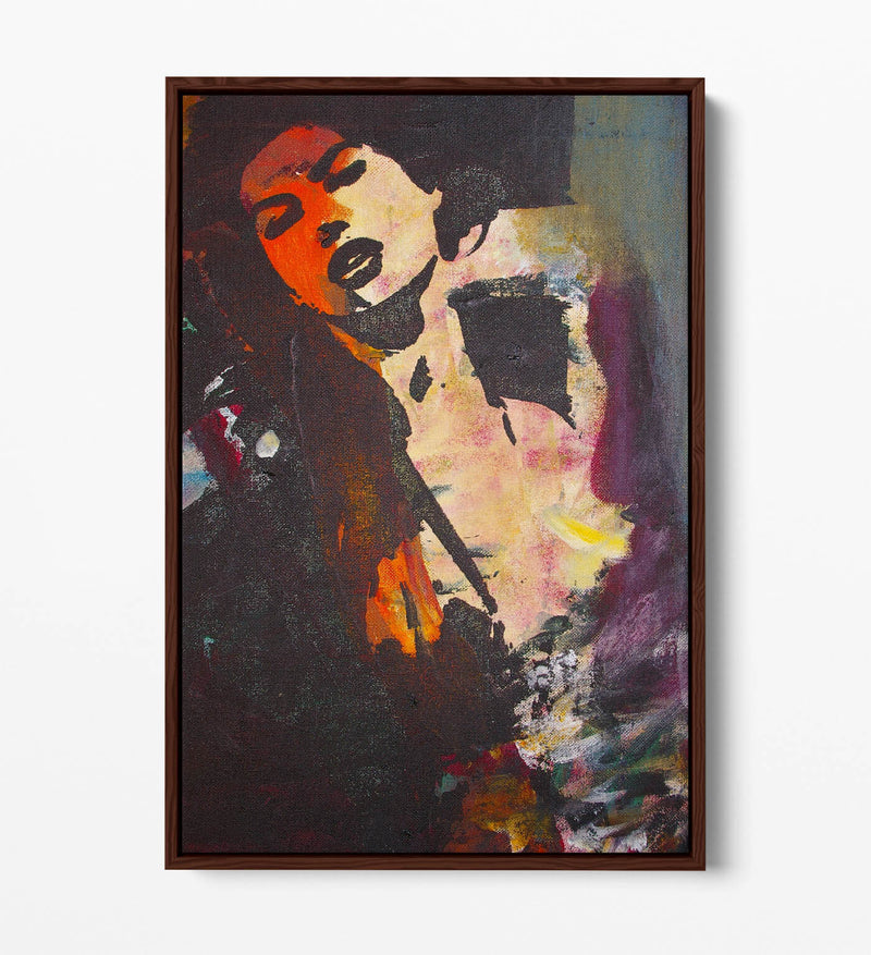Abstract Graffiti Canvas - Multicolour Woman Urban Art Print | Float Effect Frame