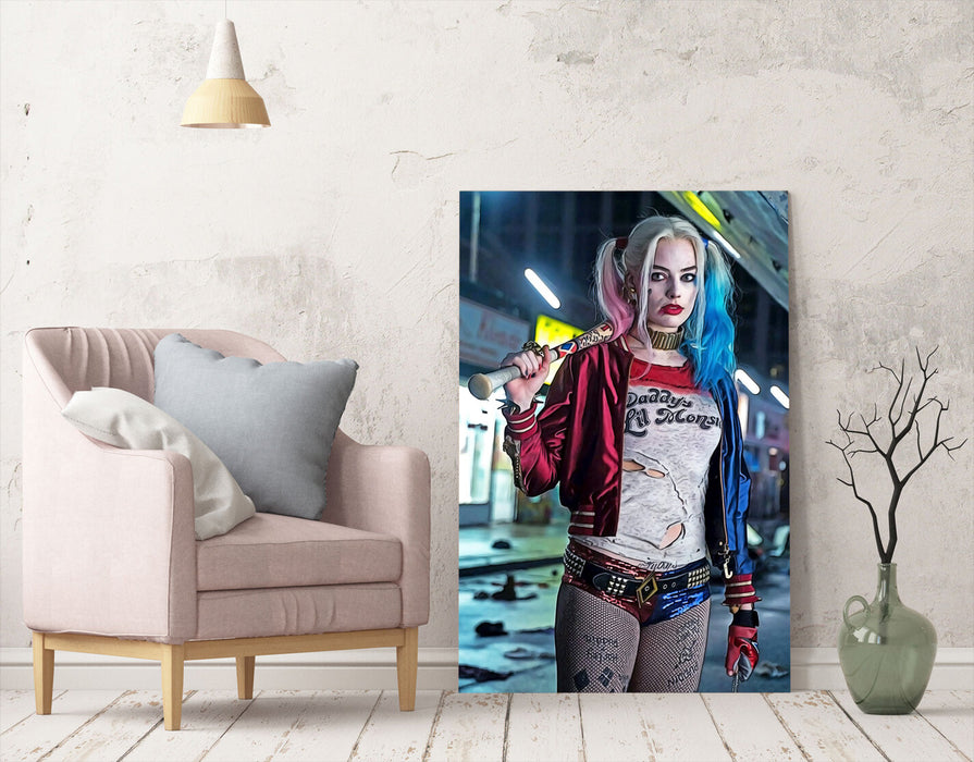 Harley Quinn Canvas Art – Suicide Squad Wall Print With Premium Varnish Finish