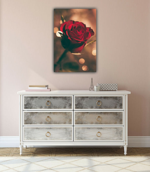 Canvas Wall Art – Handmade Framed Canvas Print With 30mm Deep Frame & Red Rose Artwork