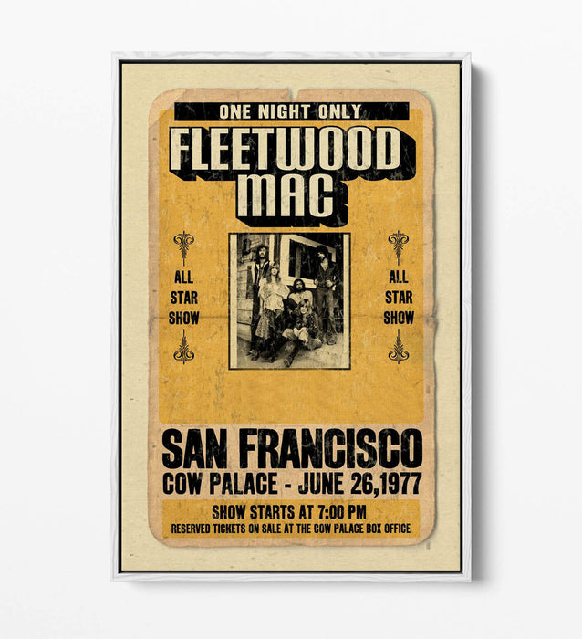 FLEETWOOD MAC VINTAGE MUSIC POSTER -FLOAT EFFECT CANVAS WALL ART PRINT
