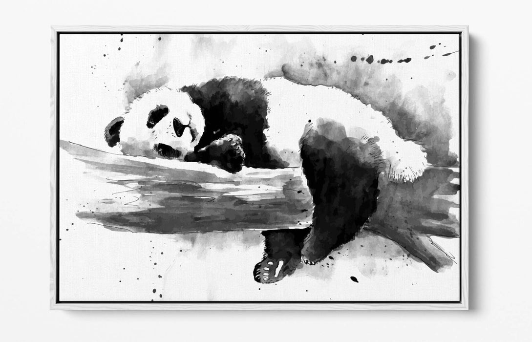 Panda Canvas Wall Art – Black and White Float Effect Canvas Print with 30mm Deep Frame