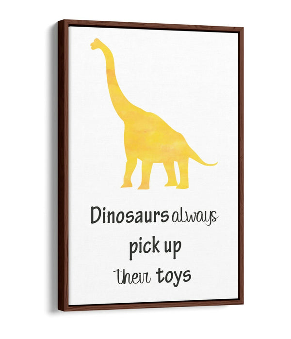 "DINOSAURS PICK UP TOYS" WATERCOLOUR NURSERY -FLOAT EFFECT CANVAS WALL ART PRINT