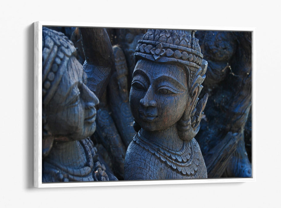 Buddha Canvas Art – Grey Buddha Statue Float Effect Canvas With Premium Varnish Finish
