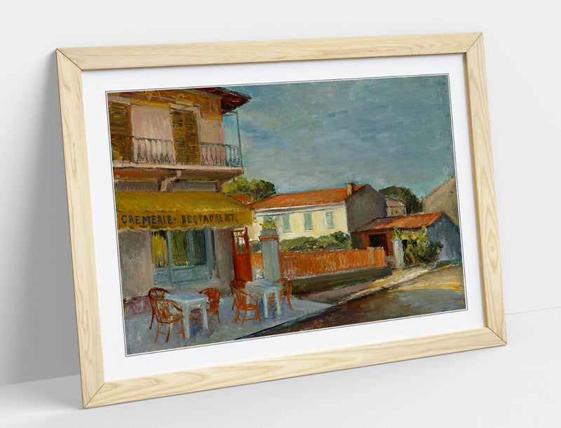 Framed Wall Art Poster - 'Cityscape of Cannes, Meri Genetz' Wall Art Cannes Print With Woodgrain Frame