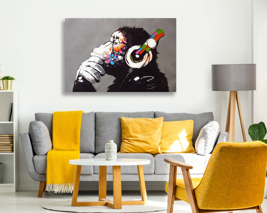 MONKEY DJ BANKSY CANVAS STREET WALL ART PRINT ARTWORK -  GORILLA