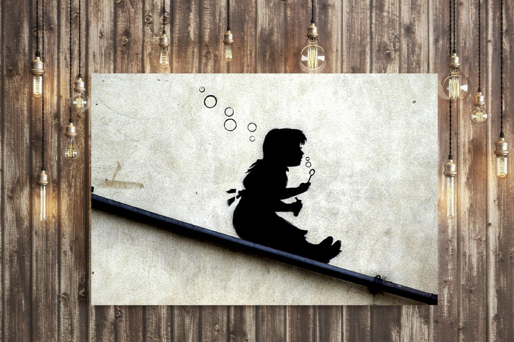 BANKSY CANVAS STREET WALL ART PRINT ARTWORK - SLIDE