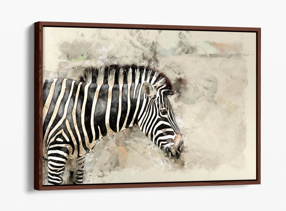 ZEBRA GLITCH ABSTRACT ARTWORK HOME DECOR 2 -FLOAT EFFECT CANVAS WALL ART PRINT