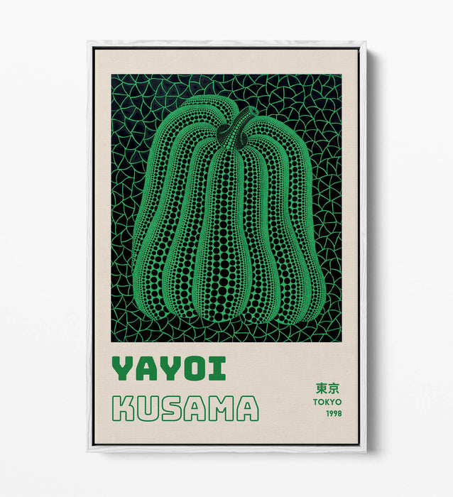 Green Pumpkin Canvas Art - Contemporary Wall Decor With Float Effect Frame