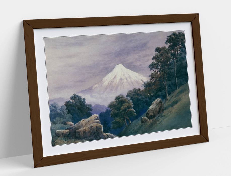 Framed Wall Art Poster - John Hoyte Painting Mt Egmont | Handmade UK Print