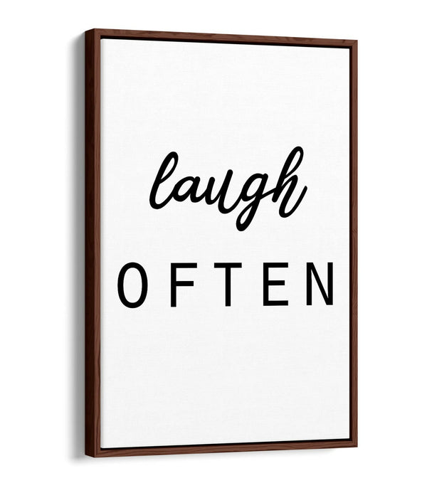"LAUGH OFTEN" POSITIVITY QUOTE SLOGAN HOME -FLOAT EFFECT CANVAS WALL ART PRINT
