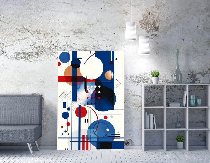 Abstract Canvas Wall Art - Blue Red Kandinsky Style Modern Canvas Print