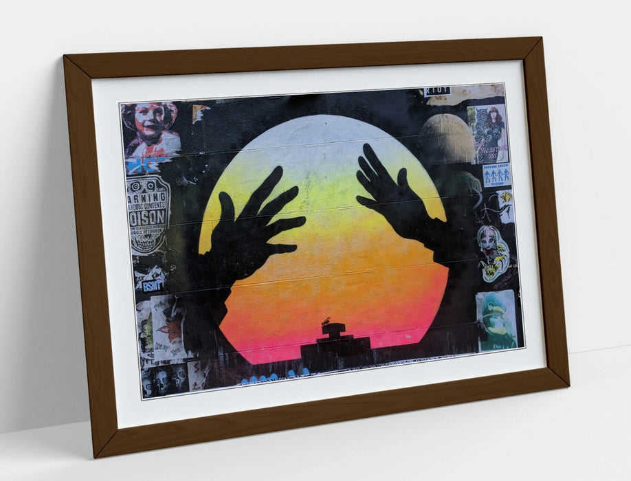 Framed Graffiti Poster - Urban Wall Art With Woodgrain Frame & Matte Finish Print