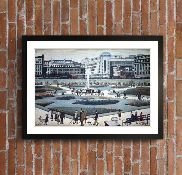 Piccadilly Gardens People FRAMED WALL ART PRINT PAINTING 4 SIZE LS Lowry Style