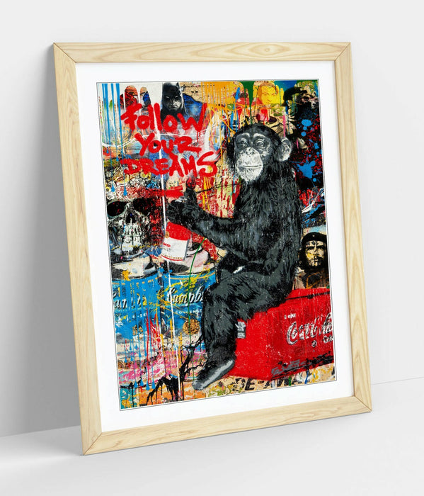 FOLLOW YOUR DREAMS GRAFFITI -ART FRAMED POSTER PICTURE PRINT ARTWORK- RED BLUE