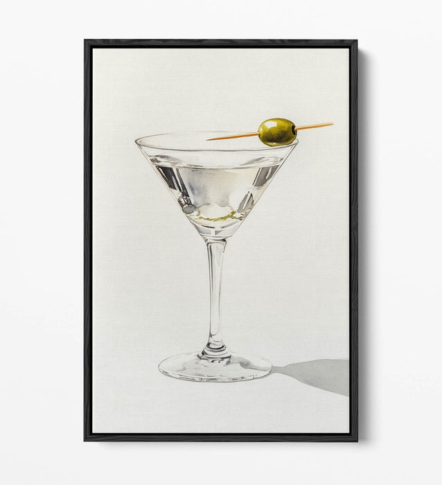 Canvas Wall Art - Dirty Martini Watercolour Style Float Effect Print on Premium Frame