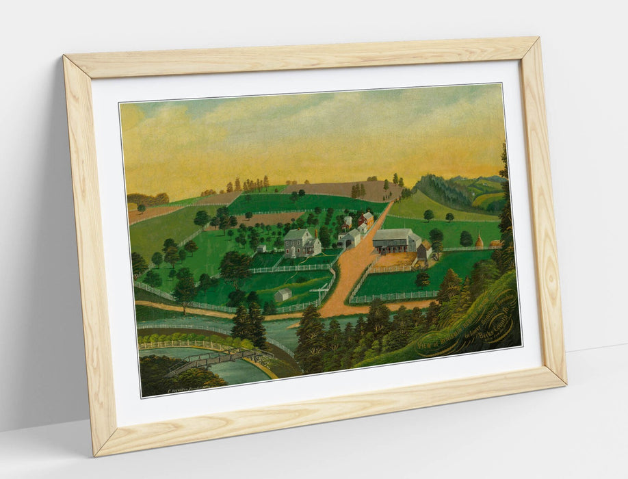 Framed Art Poster - Farm Art Print With Woodgrain Frame, Matte Paper Print