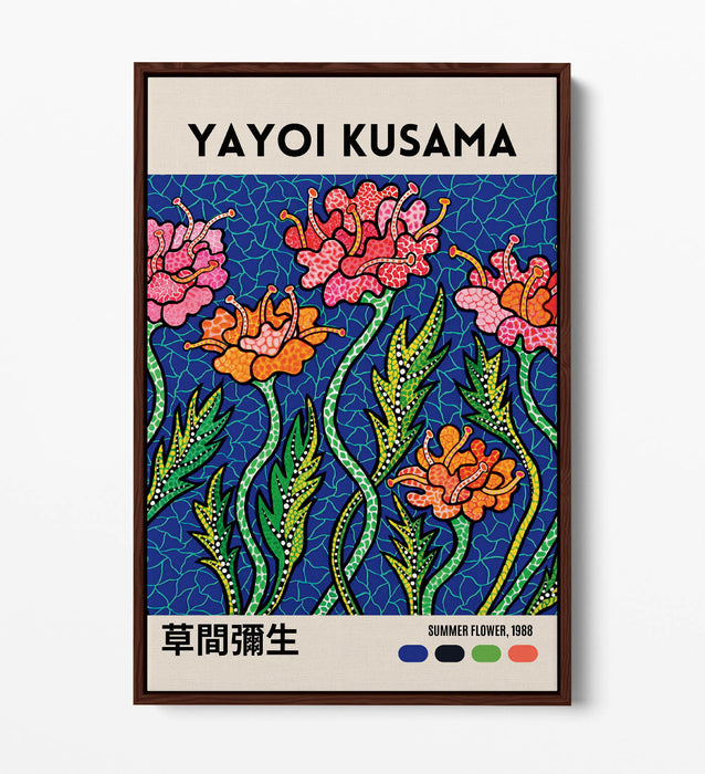 YAYOI KUSAMA FLOWERS FLORAL CONTEMPORARY DECOR FLOAT EFFECT CANVAS ART PRINT