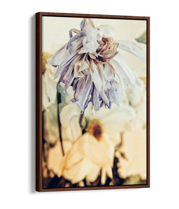 VINTAGE DEAD FLOWERS A -FLOAT EFFECT CANVAS WALL ART PIC PRINT- VIOLET
