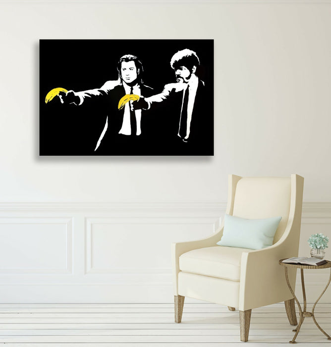 Banksy Style Canvas - Pulp Fiction Artwork | Premium Varnish Finish, Ready To Hang