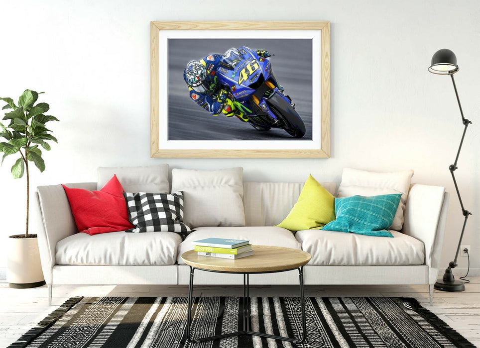 Framed Poster Art - Valentino Rossi Wall Art Prints | Handmade Woodgrain Frame