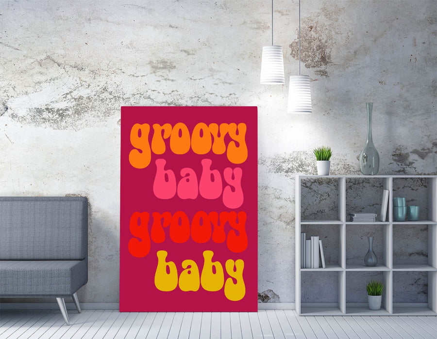 70'S GROOVY BABY QUOTE -CANVAS WALL ART PRINT QUOTE ARTWORK FRAMED BEDROOM DECOR