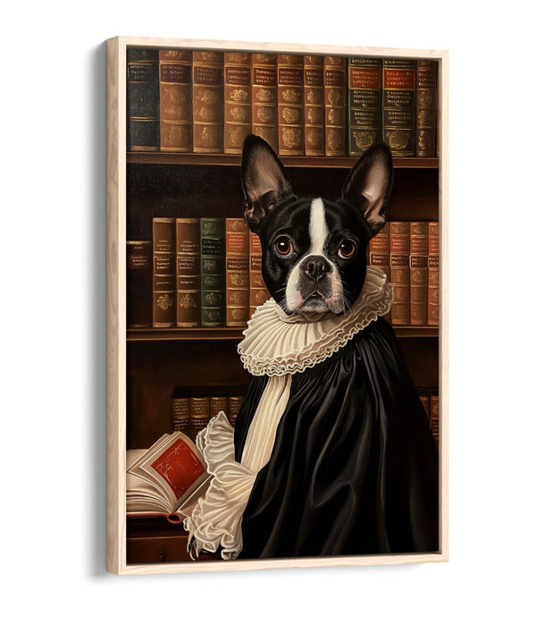 Boston Terrier Canvas Art - Funny Dog Portrait on Float Effect Canvas Print