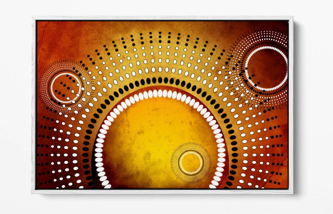 Canvas Wall Art - Yellow Sun Abstract Shapes with Float Frame, Handmade UK Art