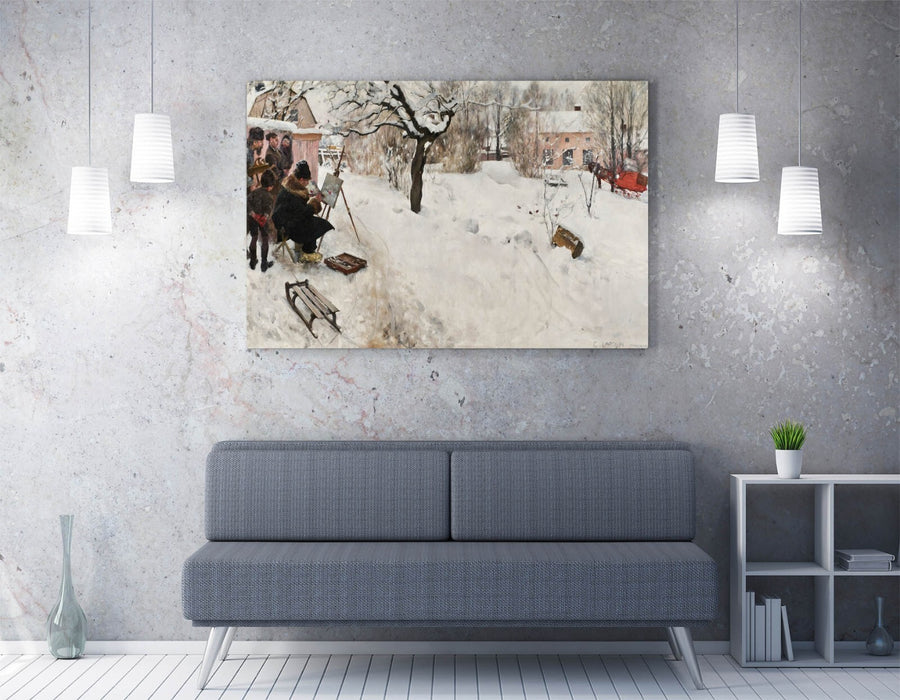 Canvas Wall Art - Carl Larsson Open Air Painter Winter Scene Artwork Print