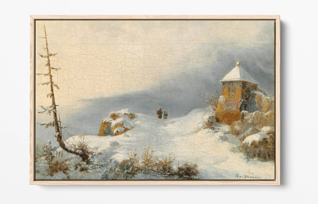REMIGIUS ADRIANUS HAANEN, WINTER LANDSCAPE -FLOAT EFFECT CANVAS WALL ART PRINT