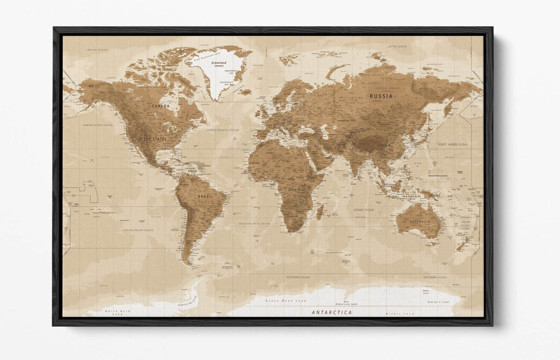 Vintage World Map Canvas – Handmade Canvas Art With Premium Varnish Finish