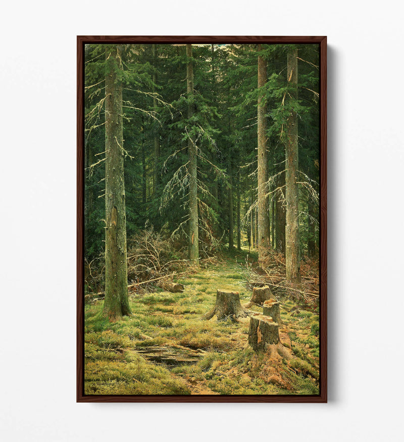 Canvas Wall Art - Ivan Shishkin Coniferous Forest Float Effect Canvas Print