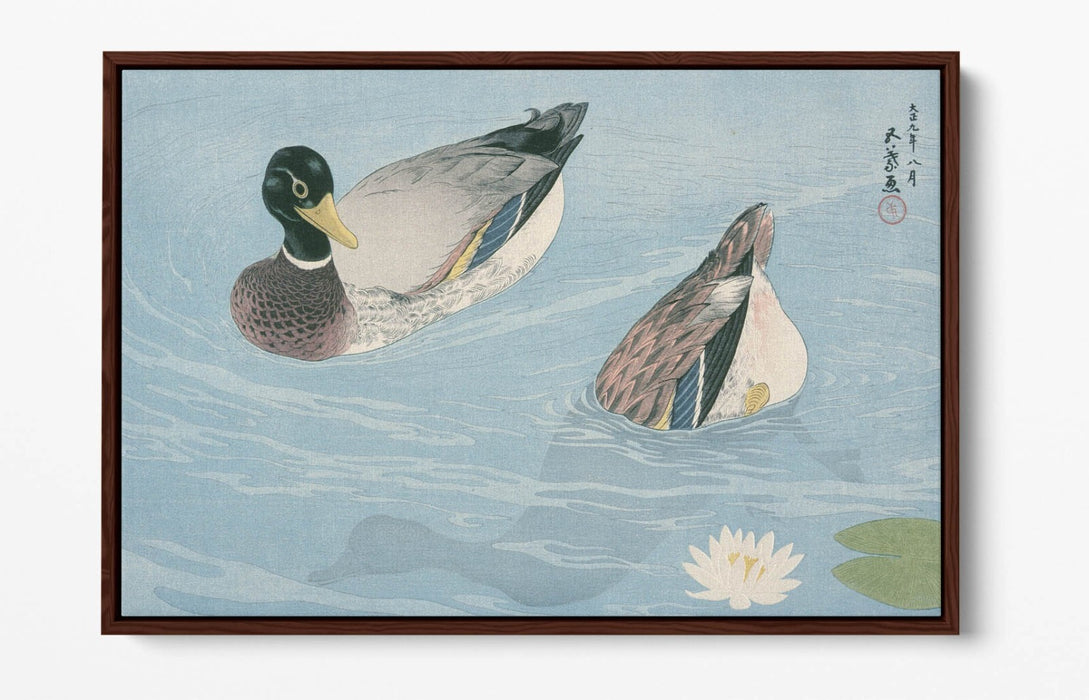 Canvas Wall Art - GOYO HASHIGUCHI Ducks | Float Effect Canvas Art Print