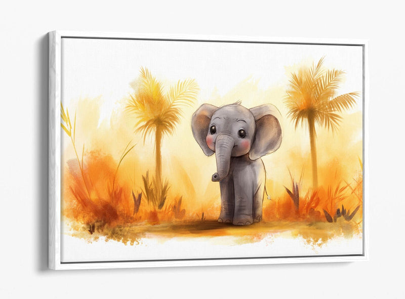 Cartoon Elephant Canvas - Safari Wall Art | Handmade Float Effect Print