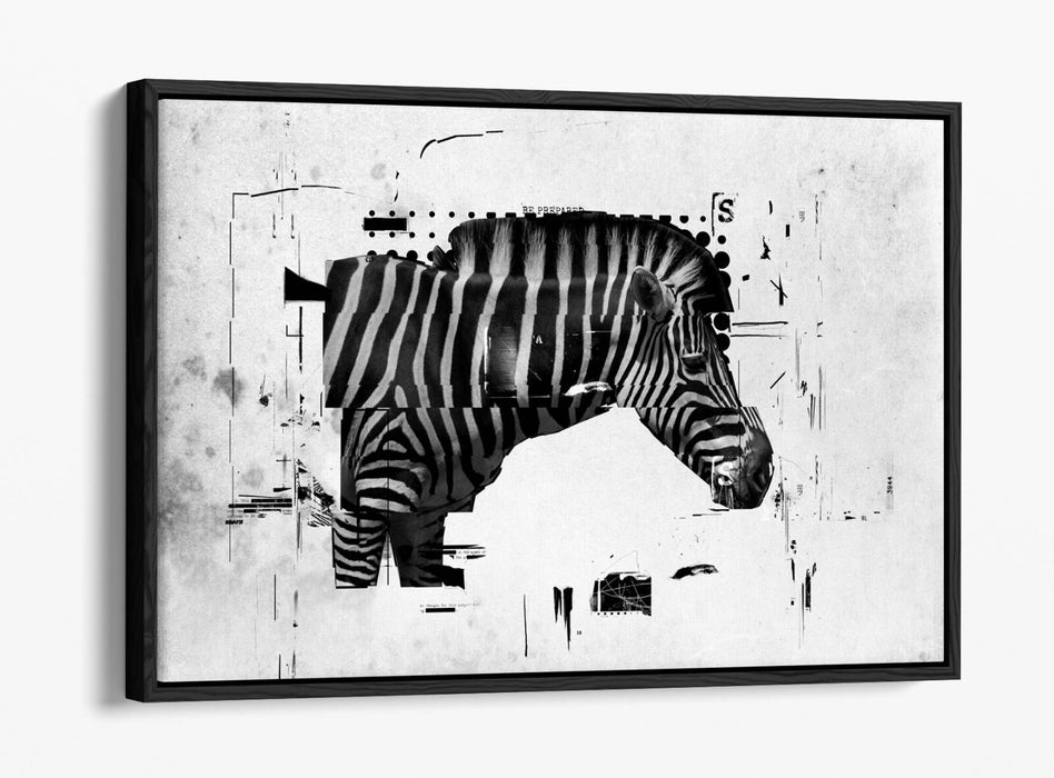 ZEBRA GLITCH ABSTRACT ARTWORK HOME DECOR -FLOAT EFFECT CANVAS WALL ART PRINT