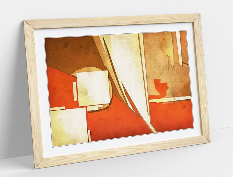 Abstract Bedroom Decor - Framed Art Poster with Orange Brown Artwork | Modern Print