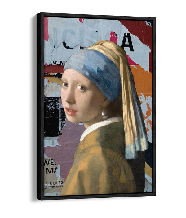 Float Effect Canvas Art – Girl With Pearl Earring Graffiti Print On MDF Frame