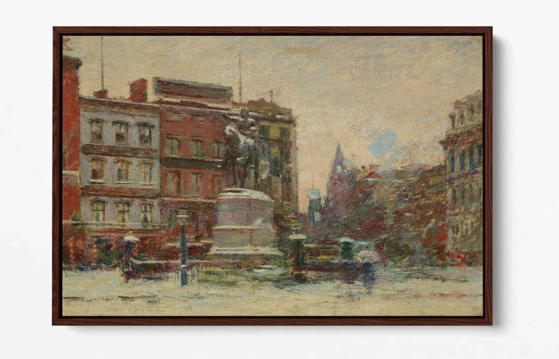 THEODORE ROBINSON, UNION SQUARE WINTER -FLOAT EFFECT CANVAS WALL ART PIC PRINT