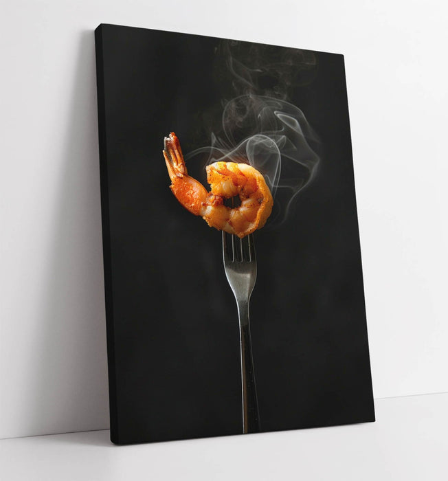 Prawn Kitchen Wall Art – Handmade Premium Canvas Print With Fresh Cooked Prawn