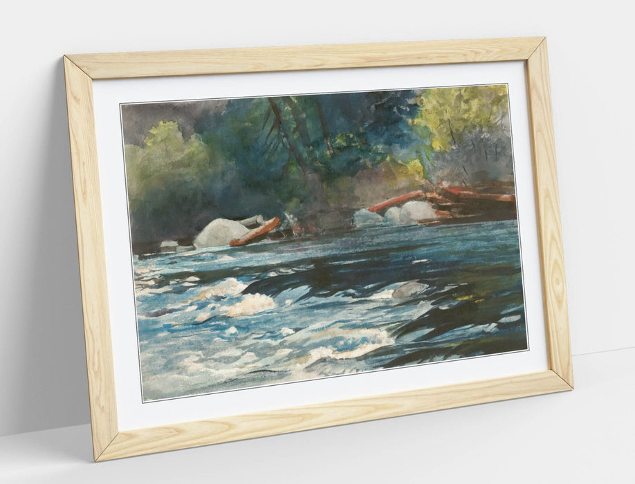 Framed Wall Art - Winslow Homer Hudson River Painting | Handmade Woodgrain Frame