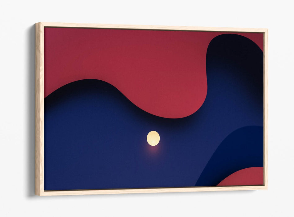 Canvas Wall Art - Moon In Blue Sky Abstract Canvas Print | Float Effect Frame