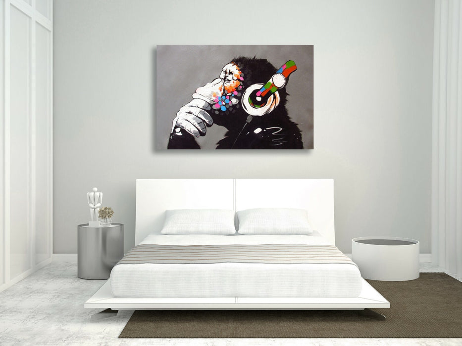MONKEY DJ BANKSY CANVAS STREET WALL ART PRINT ARTWORK -  GORILLA