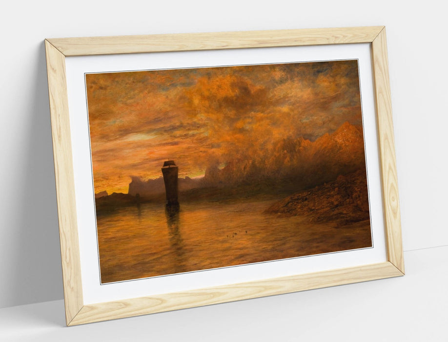 Framed Art Poster - Alfred William Hunt Norwegian Midnight Print | Matte Paper, Woodgrain Frame